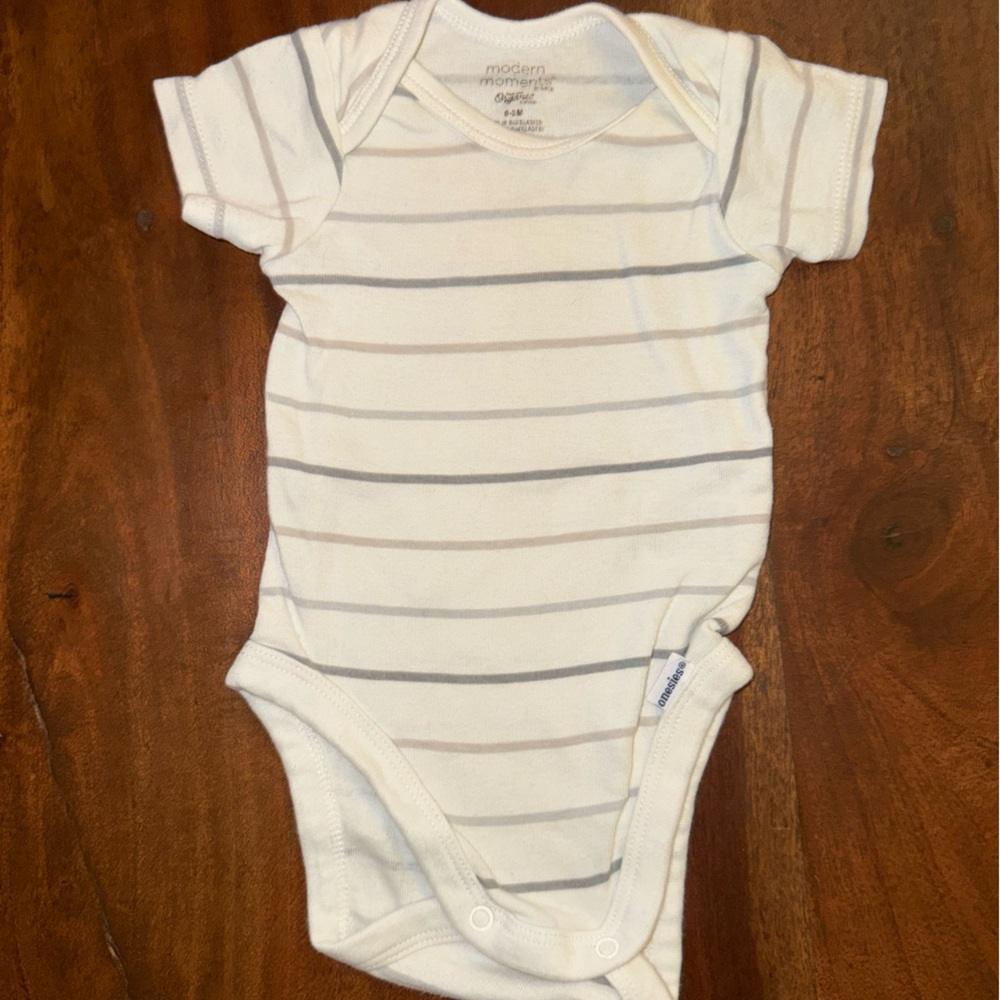 Modern Moments Cream Striped‎ Baby Onesie